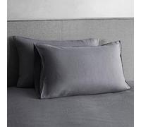 DAPU 100% Linen Pillowcases 20x30 Inches Pillow Cases (Pack of 2) with Envelope Closure, Stone Washed Breathable and Cooling (Dark Gray, Queen)