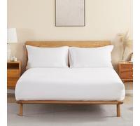DAPU Linen Fitted Sheet, 100% French Natural Flax, Breathable, 160 x 200 + 30 cm, Fitted Sheet with Elastic, Oeko-Tex 100 Standard Bed Sheet, Stonewashed Soft Bed Sheet, White