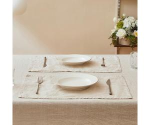 DAPU Linen Placemats Set of 6, 46 x 30cm 100% French Flax Washable Breathable Placemats, Natural Linen