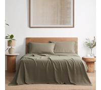 DAPU Pure Linen Sheets Set, 100% French Linen from Normandy, Breathable and Durable for Hot Sleepers, 4 Pcs Set - 1 Flat Sheet, 1 Fitted Sheet, 2 Pillowcase (Forest Green, King)