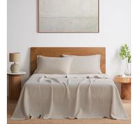 DAPU Pure Linen Sheets Set, 100% French Linen from Normandy, Breathable and Durable for Hot Sleepers, 4 Pcs Set - 1 Flat Sheet, 1 Fitted Sheet, 2 Pillowcases (Natural Linen, Full)