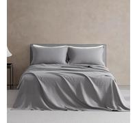 DAPU Pure Linen Sheets Set, 100% French Linen from Normandy, Breathable and Durable for Hot Sleepers, 4 Pcs Set - 1 Flat Sheet, 1 Fitted Sheet, 2 Pillowcases (Earl Gray, King)