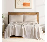 DAPU Pure Linen Sheets Set, 100% French Linen from Normandy, Breathable and Durable for Hot Sleepers, 4 Pcs Set - 1 Flat Sheet, 1 Fitted Sheet, 2 Pillowcases (Natural Linen, Queen)