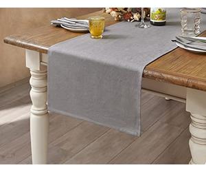 DAPU Pure Linen Table Runners, 40×180cm, 100% French Flax Decorative Soft Table Cover, Grey