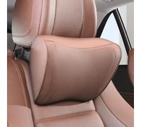 Dapucarin Car Headrest Pillow 100% Memory Foam, Breathable Removable Leather Cover, Premium Seat Support Head Neck Cushion for Driving Travel Home Office, Brown, 1 Pack