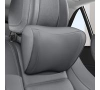 Dapucarin Car Headrest Pillow 100% Memory Foam, Breathable Removable Leather Cover, Premium Seat Support Head Neck Cushion for Driving Travel Home Office, Gray, 1 Pack