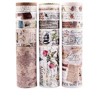 DAPUTOU 18 Rolls Vintage Washi Tape Set,75/30/15/10/5mm Wide Floral Map Stamp Letter Antique Retro Decorative Masking Tape Sets for Scrapbook, Craft,Kids,Scrapbooking Supplies, Multicolored