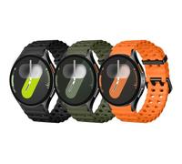 DaQin 3 Pack Sport Bands Compatible with Samsung Galaxy Watch 7 Band 6 5 4 FE 44mm 40mm/Watch 6 4 Classic 47mm 43mm 46mm 42mm/Watch 5 Pro 45mm, No Gap Breathable Silicone Replacement Strap Men Women