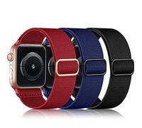 DaQin 3 Pack Stretchy Solo Loop Compatible with Apple Watch Bands for Men 42mm 41mm 40mm 38mm, Soft Nylon Braided Elastic Strap for iWatch Band Series 11 10 9 8 7 6 5 4 3 SE Ultra 3 Ultra 2 Ultra