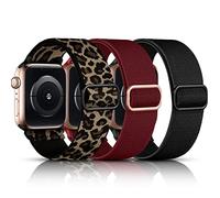 DaQin 3 Pack Stretchy Solo Loop Compatible with Apple Watch Bands for Women 49mm 46mm 45mm 44mm 42mm, Nylon Braided Elastic Strap for iWatch Band Series 11 10 9 8 7 6 5 4 3 SE Ultra 3 Ultra 2 Ultra