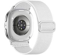 DaQin Braided Elastic Nylon Strap Compatible with Samsung Galaxy Watch 8 Band 40mm 44mm Women, Adjustable Sport Solo Loop Replacement Wristband for Samsung Watch 8 Classic 46mm Men, White