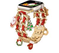 DaQin Christmas Watch Band Compatible with Apple Watch Band 40mm 38mm 41mm 42mm Women, Metal Chain Replacement Strap with Decorative Apple Watch Charms for iWatch Bands Series 10 9 8 7 6 5 4 3 2 1 SE
