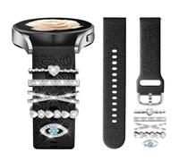 DaQin Flower Engraved Band Compatible with Samsung Galaxy Watch 7 Band/FE 6 5 4 40mm 44mm,Galaxy Active 2, 20mm Watch Band Soft Silicone Replacement Strap with Decorative Charms Accessories Women