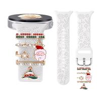 DaQin Flower Engraved Bands Compatible with Samsung Galaxy Watch 8 Band 40mm 44mm/Galaxy Watch 8 Classic 46mm, Soft Silicone Replacement Strap with Fancy Decorative Charms Accessories for Women