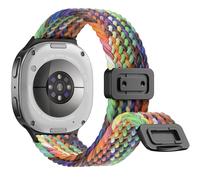 DaQin Magnetic Braided Band Compatible with Samsung Galaxy Watch 8 Band 40mm 44mm/Galaxy Watch 8 Classic 46mm Women Men, Stretchy Nylon Fabric Sport Strap No Gap Comfort Wristband Accessories Rainbow