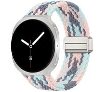 DaQin Magnetic Braided Band Compatible with Samsung Galaxy Watch 8 Band 40mm 44mm/Galaxy Watch 8 Classic 46mm Women Men, Stretchy Nylon Fabric Sport Strap No Gap Wristband Accessories Pink Grey Minty