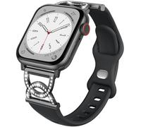 DaQin Slim Band Compatible with Apple Watch Bands for Women 44mm 42mm 45mm 46mm, Stylish Thin Bracelet Soft Silicone Sport Accessories for iWatch Bands Series 11 10 9 8 7 6 5 4 3 2 1 SE, Diamond Black