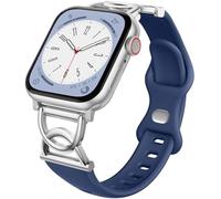 DaQin Slim Band Compatible with Apple Watch Bands for Women 44mm 42mm 45mm 46mm, Stylish Thin Bracelet Soft Silicone Sport Accessories for iWatch Bands Series 11 10 9 8 7 6 5 4 3 2 1 SE, Dark Blue