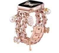 DaQin Stylish Wristband Compatible with Apple Watch Band 40mm 38mm 41mm 42mm for Women, Metal Chain Replacement Strap with Decorative Apple Watch Charms for iWatch Bands Series 10 9 8 7 6 5 4 3 2 1 SE