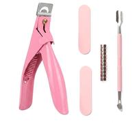 DAQUN 1 Set Acrylic Nail Clipper, False Nail Tip Cutter Clippers with 10Pcs Magnets,2Pcs Rubbing Strips and 1Pcs Steel Pusher for Acrylic Gel Nails Manicure