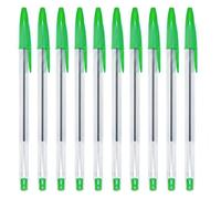 DAQUN 10 Pcs Green Ballpoint Pens, Plastic Biro, Secure Cap Writing Stick for Daily Journaling and Professional Use