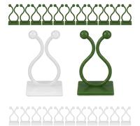 DAQUN 100 Pcs Plant Climbing Wall Clips, Transparent Sticky Hooks and Fixers for Organizing Vines on Tile, Glass, or Fence (White and Green)