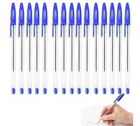 DAQUN 15 Pcs Blue Biro Pens, Biro Ballpoint Pack, Secure Cap Writing Stick for Classroom Studying and Documents