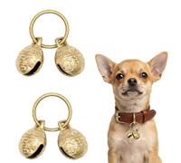 DAQUN 2 Pairs Vintage Brass Dog Bells, Extra Loud Copper Cat Collar Bells for Small Pets, Pet Tracking Bell for Puppy & Kitten