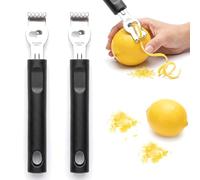 DAQUN 2 Pcs Lemon Zester, Multifunctional Lemon Zester Tool Channel Knife Stainless Steel Blade Plastic Handle Hanging Hole for Cocktail Garnishes
