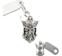 DAQUN 2 Pcs Motorcycle Good Luck Bell - Silver Viking Head Design Ride Bell with Attached Ring, Metal Biker Charm and Decorative Keyring Accessory