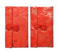 DAQUN 2 Pcs Red Envelopes Chinese New Year, Chinese Red Envelopes Pocket, Silk Pocket New Year Invitation Envelop, Gift Wrap Bags for Spring Festival, Wedding (2 Styles)