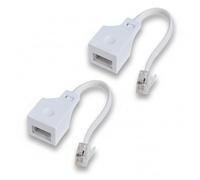 DAQUN 2 Pcs RJ11 to BT Adapter, VOIP Phone & Internet Broadband Adapter, Telephone Landline Converter for Fax Modem Router Connection (White)