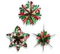 DAQUN 3 Pcs 15 Inch Christmas Ceiling Decorations, Foil Ceiling Christmas Decorations Set with Multicolor Hanging Kit, Create a Festive Atmosphere for Home Party, Quick & Easy Install for Indoor