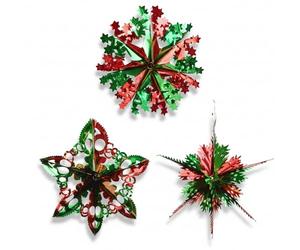DAQUN 3 Pcs 15 Inch Christmas Ceiling Decorations, Foil Ceiling Christmas Decorations Set with Multicolor Hanging Kit, Create a Festive Atmosphere for Home Party, Quick & Easy Install for Indoor