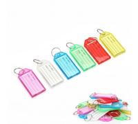DAQUN 30 Pack Key Tags Waterproof, Plastic Key Tags with Labels & Window Split Rings for Camping, Travel, Backpack, Gear and Inventory