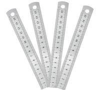 DAQUN 4 Pcs 6 Inch Metal Ruler, 15cm Stainless Steel Ruler Small Dual Metric Imperial Scale with Hanging Hole for Craft DIY