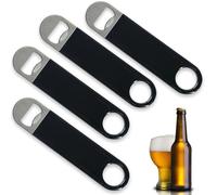 DAQUN 4 Pcs Black Beer Opener, Beer Bottle Openers, Stainless Steel with Rubber Grip, Bartender Pub Tools(7 Inch/17.7cm)
