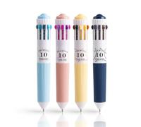 DAQUN 4 Pcs Pens Multicolour, Multi Colour Pens All in One, 0.8mm Fine Point Multi Color Pen for Kids, Students, Home, Work, And Party Favors(10 Colours Per Pen)