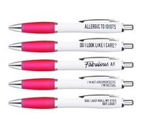 DAQUN 5 Pcs Funny Pens, Rude Pens for Adults, Silly Sentiments Roll My Eyes Out Loud Pen Pack, Office Gag Gifts, Leaving Work Gift for Colleagues, White Elephant Gift