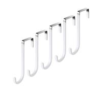 DAQUN 5 Pcs Over Door Hooks, Over The Door Hook - Space Saving Metal Hooks with Soft Rubber Surface for Bathroom/Bedroom - Holds Towels, Coats, Hats, Bags (White)
