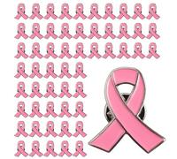 DAQUN 50 Pcs Pink Breast Cancer Pin, Pink Ribbon Pin Badge, Breast Cancer Awareness Month Merchandise, Awareness Ribbon Fundraiser Pins, for Charity Public and Social Event(2.5x2.1cm)