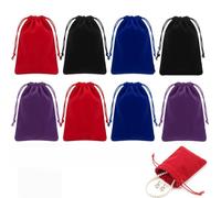DAQUN 8 Pcs Velvet Pouch Set, Small Drawstring Gift Bags for Organizing & Presentation, Multi-Color for Tarot Rune Jewelry Crystal (4 Colors)