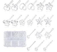 DAQUN 9 Pairs Plastic Earrings, Invisible Earrings for School - Clear Transparent Studs with 30 Earplugs for Sports, Work, Ears, Comfort & Safety (Non-Metal)