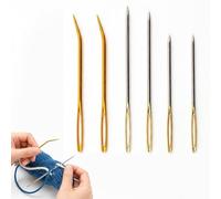 DAQUN Darning Needles 6 Piece Set, Large Eye Wool Needles with Bending Tip for Sewing Knits (Gold)