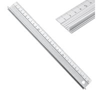 DAQUN Metal Safety Ruler, 30cm Aluminium Cutting Ruler Non Slip Weighted Base Finger Guard Tool for Craft DIY White