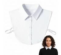 DAQUN White Collar, Women's Detachable Collar, White Faux Peter Pan Collar with Button Fastening, Elegant Blouse Accessory for Tops, Jackets, Dresses, Office & Casual