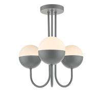 DAR Andre 3 Light Semi Flush Grey Opal Glass
