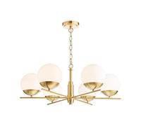 Dar Bombazine 6 Arm Ceiling Pendant Light - Natural Brass