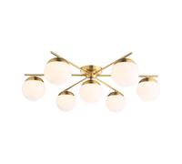 Dar Bombazine 7 Light Flush Ceiling Light - Natural Brass