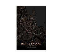 Dar Es Salaam Tanzania City Maps Gold Poster Canvas Poster Bedroom Decor Sports Landscape Office Room Decor Gift Unframe 12x18inch(30x45cm)